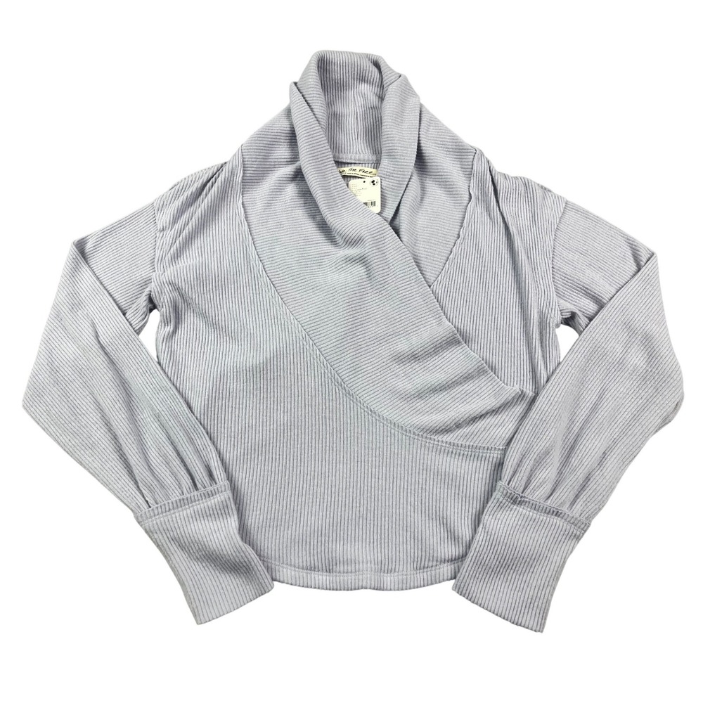 WE THE FREE Hold Me Close Sweater Med shawl collar faux wrap slouchy ribbed New